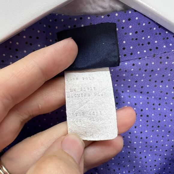 Vintage Pins and Needles Womens Blouse Purple Dot Size M 80s long Sleeve Button - Picture 5 of 8